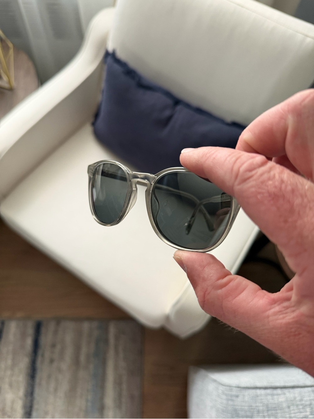 Men's Transparent Frame Sunglasses with Dark Gray Lenses